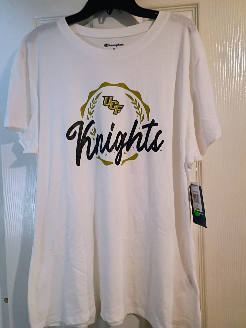 Champion White Short-Sleeve Tee with Gold UCF Crest